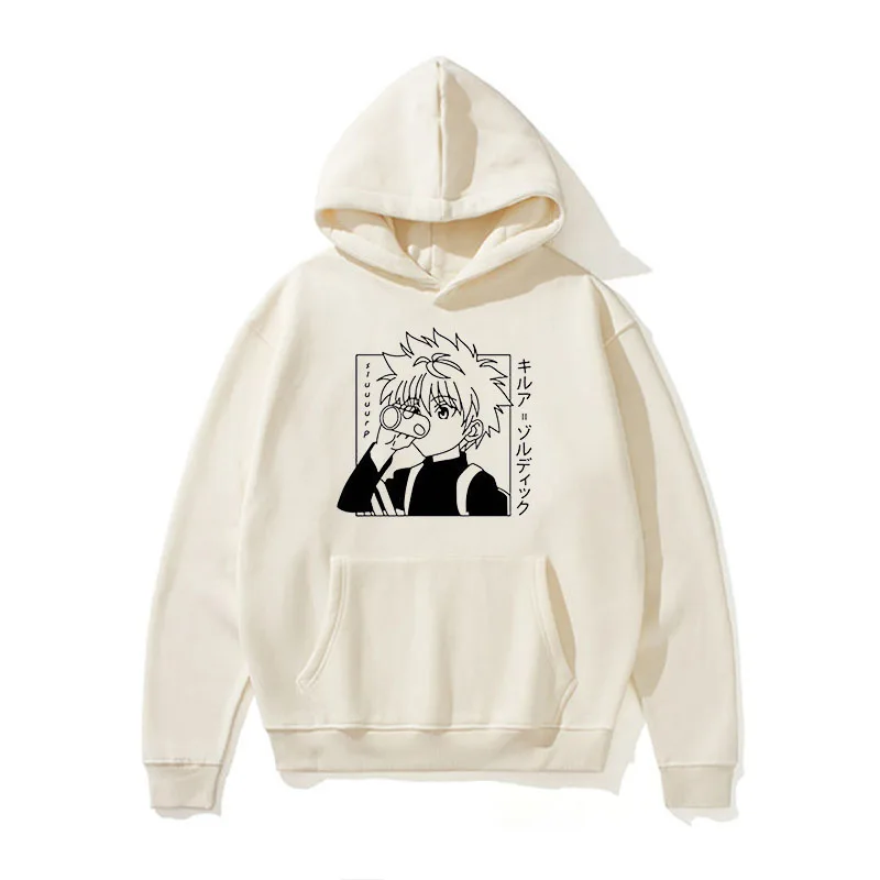 Anime Funny Killua Eyes HxH Hoodies 2021 Winter Japanese Style Hunter X Sweatshirt Streetwear Women/Men | Мужская одежда