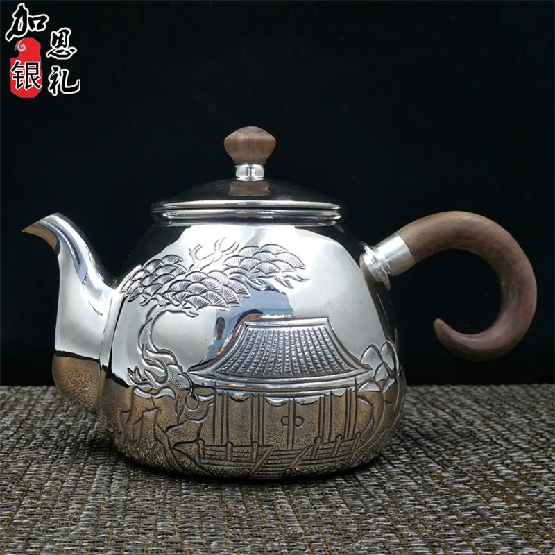 Чайник, ручка чайник, серебряный чайник, горячая вода чайник, 300 мл воды, чайный набор кунг-фу
