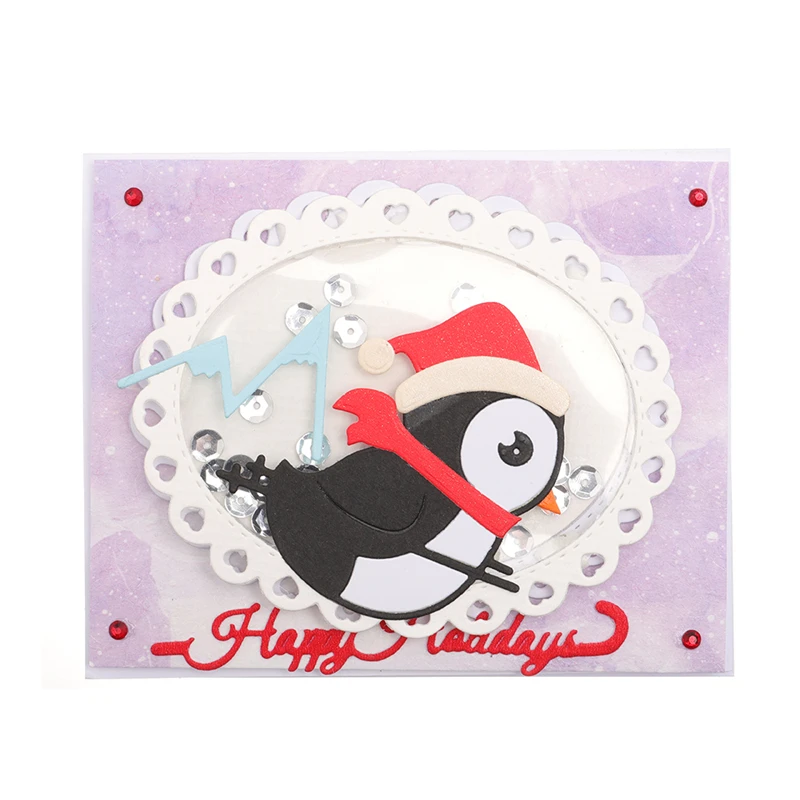DiyArts Happy Holiday Ski Penguin Metal Cutting Dies Photo Album Embossing Mold Craft Stencil Templates for Diy Scrapbooking New | Дом и сад