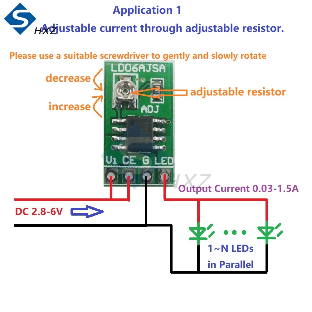 DC 2.8～6V LED Driver 30-1500MA Constant Current Adjustable Module LED Driver Module