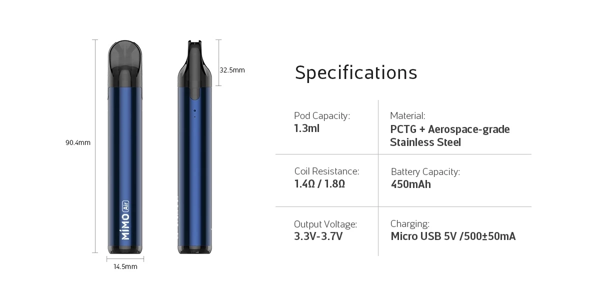Новейший G taste MIMO Air Pod Kit 450 мАч встроенный аккумулятор и 1 3 мл pod система испаритель