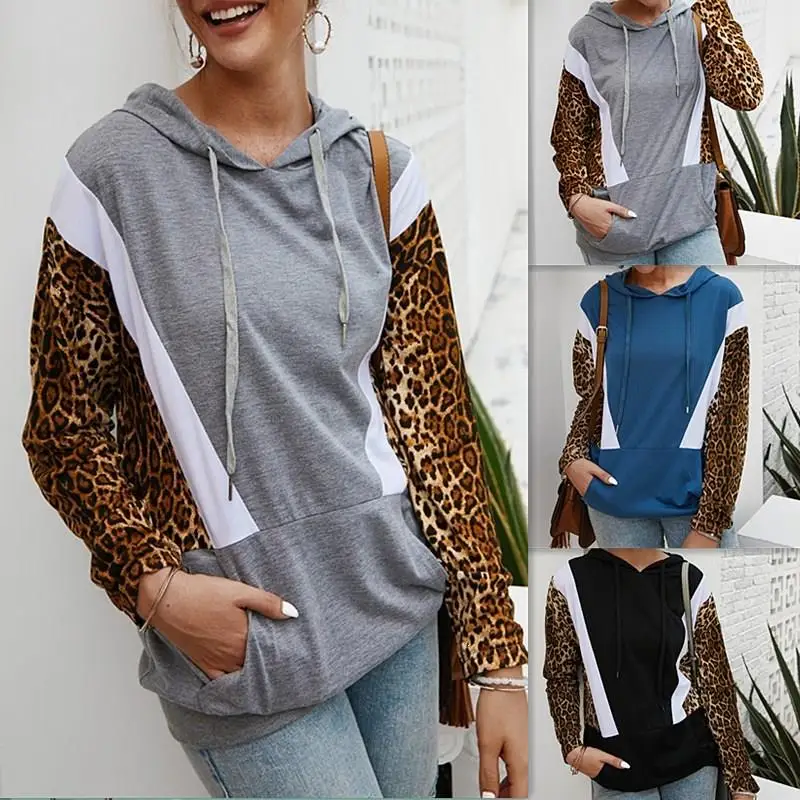 Women Hoodies Sweatshirts Fashion Women Casual Hoodies Sweatshirt Patchwork Hooded Pullover Women Clothing Sweats