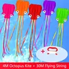 3D 4M Large Octopus Kite with Handle Line Children Outdoor Summer Game Professional Stunt Software Power Beach Kite Kids Toy 4