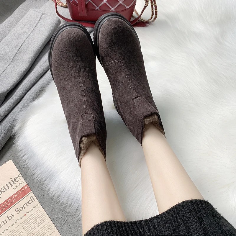 Bootee/Женская обувь г. Женские ботинки до середины икры ботильоны на низком каблуке Роскошные Дизайнерские австралийские ботинки на шнуровке с круглым носком
