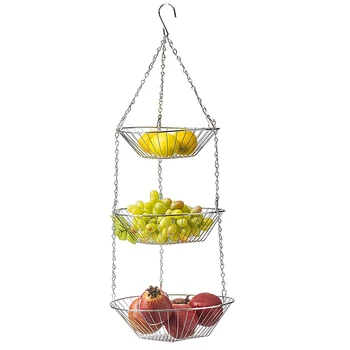 

3-layer Hanging Storage Basket Fruit Basket Flower Rack Simple Storage Basket Foldable Storage Kitchen Storage Basket