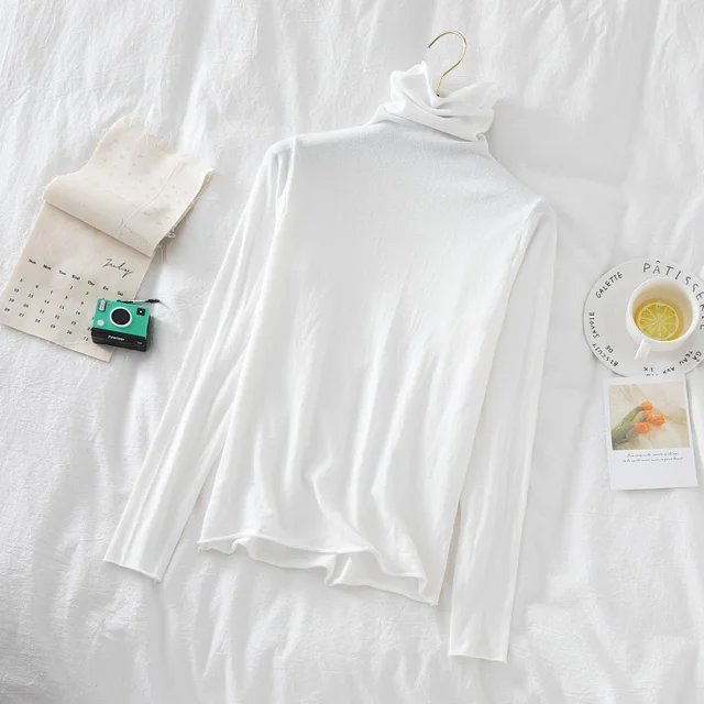 Turtleneck Women Sweaters 2020 Autumn Winter Sweater Knitted Pullover Long Sleeve Woman Sweaters Tops Soft Jumper Pull Femme white