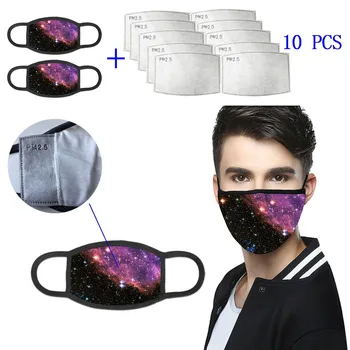 

In Stock Men Women 10 Pcs PM2.5 Activated Carbon Filter 3D Anti Pollution Adult 2 Mask+10 filter Reusable Washable facemask
