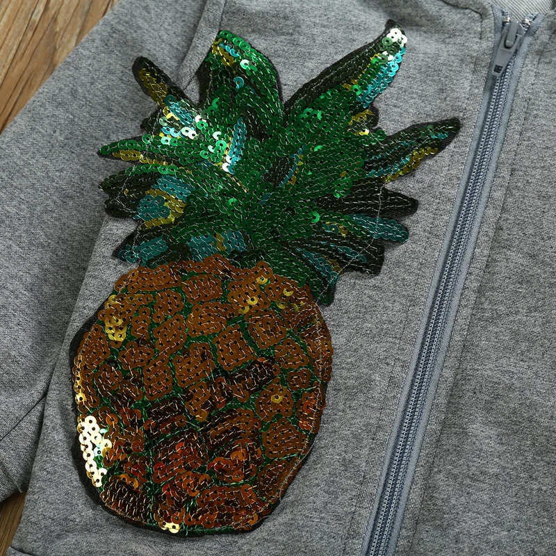 Skup Dzieci dziewczyny ubrania stroje wiosna jesień cekiny ananas topy z kapturem + odkrywka spodnie 2 sztuk zestaw Boutique dzieci odzież garnitur