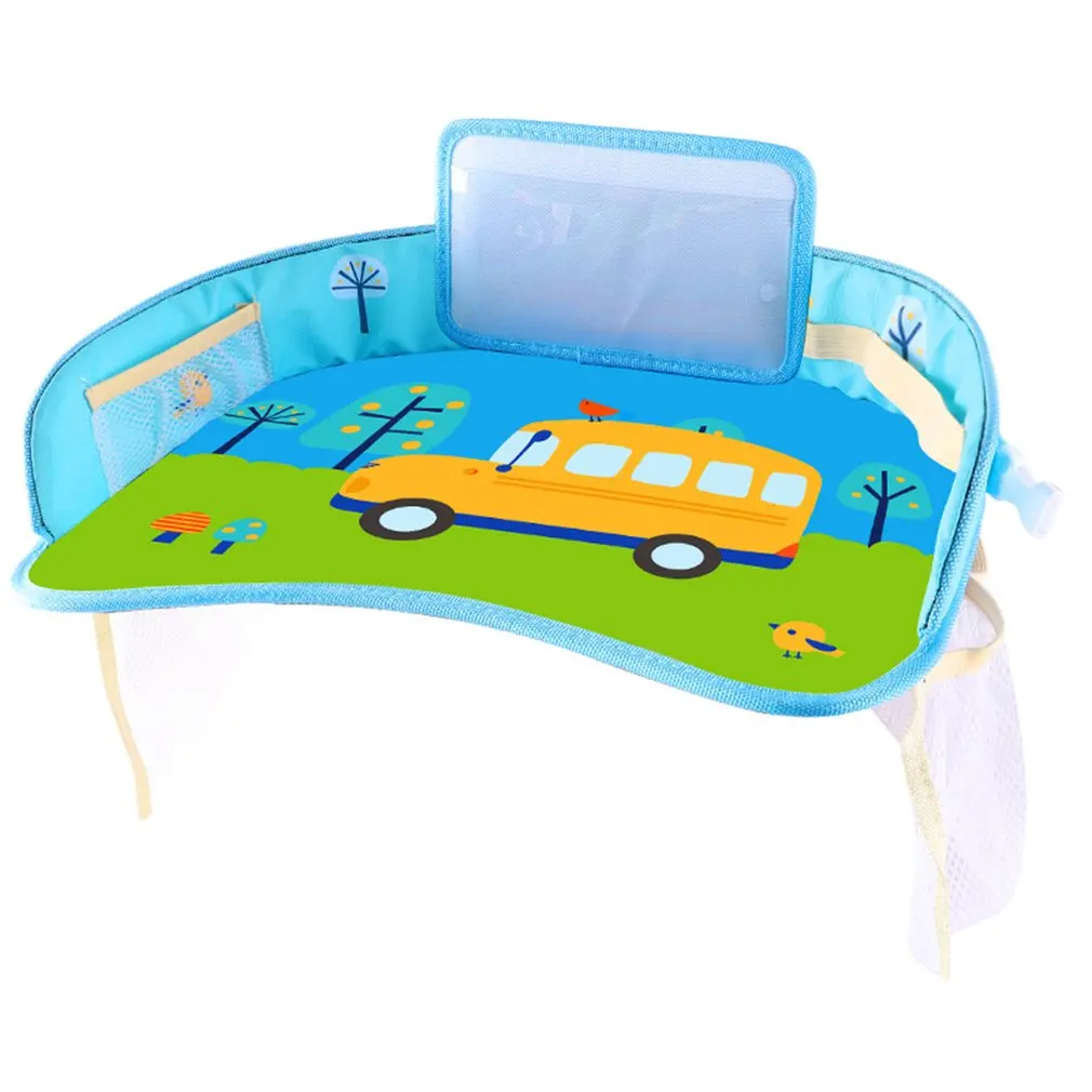 yellow school bus Многофункциональный мультяшный автомобильный безопасный поднос для сиденья, водонепроницаемый держатель для коляски, детская игрушка, еда, стол для напитков, портативное автомобильное детское сиденье - Цвет: yellow school bus