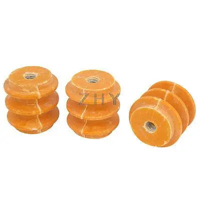

3 Pcs 660V Water Resistance 1/4" Thread Busbar Insulator Orange 1.1" x 1.1