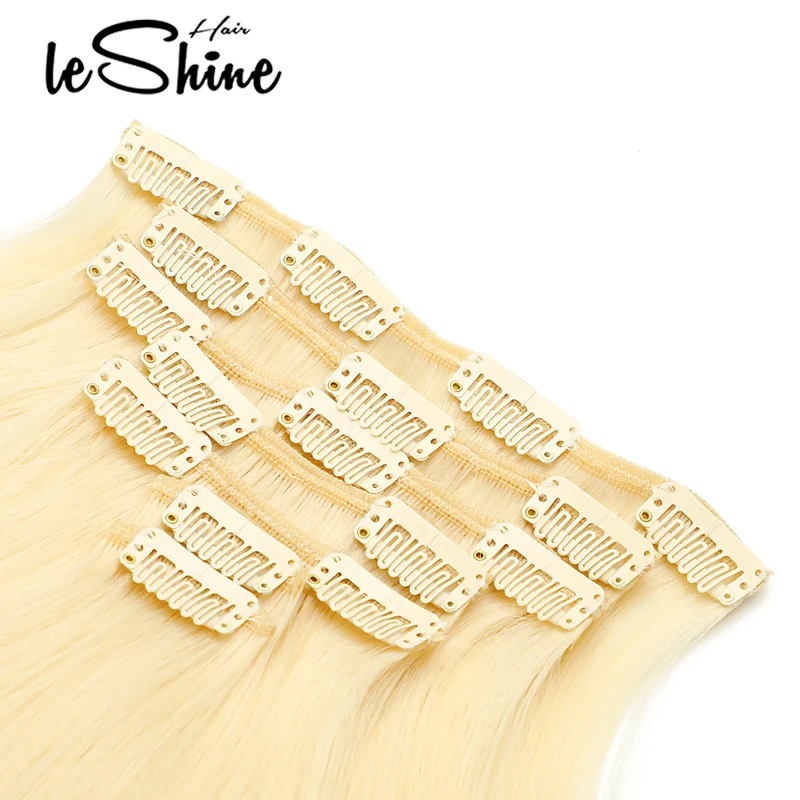 Leshine натуральные бразильские волосы remy#613 блонд 1" 16" 18 прямые человеческие волосы для наращивания на заколках натуральные волосы на заколках