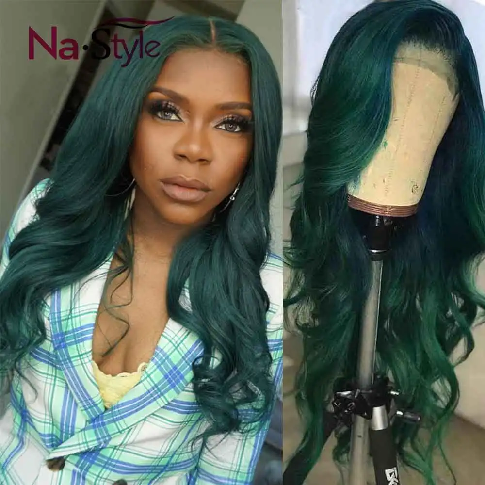 

Green Lace Front Wig Loose Wave Lace Front Human Hair Wigs Colored 180 Density Lace Wig Preplucked Brazilian Hair Wigs For Women