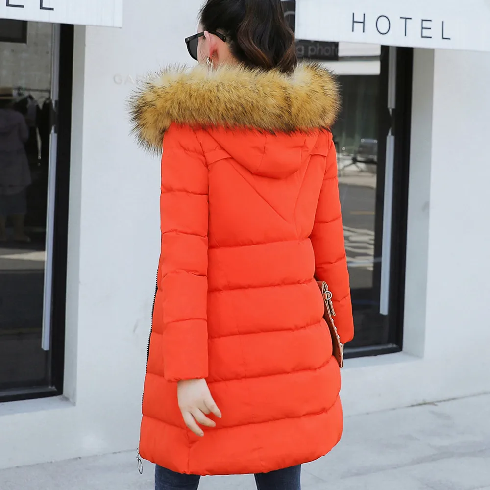 Новая зимняя куртка женская парка пальто длинный пуховик Плюс Размер Мода с капюшоном толстый пуховик куртки Женское пальто#830