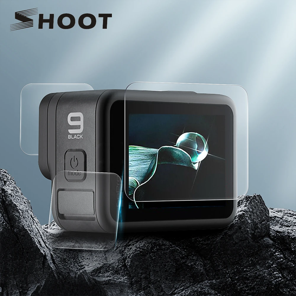 

SHOOT for Gopro Hero 9 Black Tempered Glass Screen Protector LCD Screen Protective Film for Go pro Hero 9 Go Pro 9 Camera Access