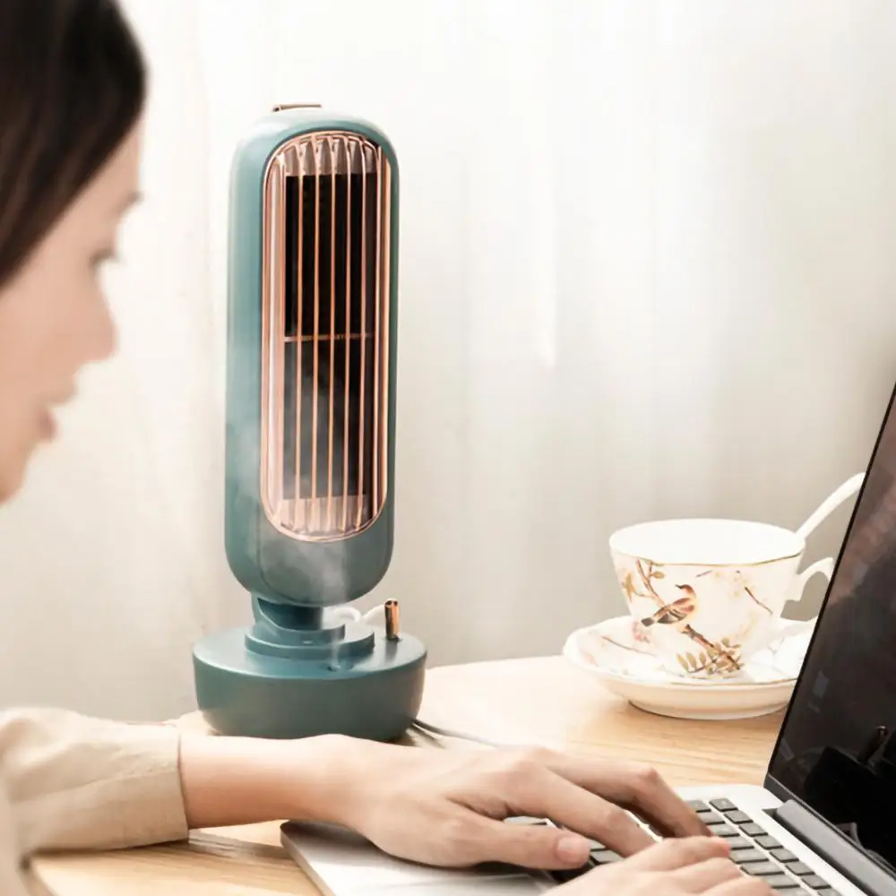 

Retro Tower Humidifier 5W Desktop Silent 3rd Gear Strong Wind Fan USB Water Spraying Fan Air Conditioner Ultrasonic Humidifier