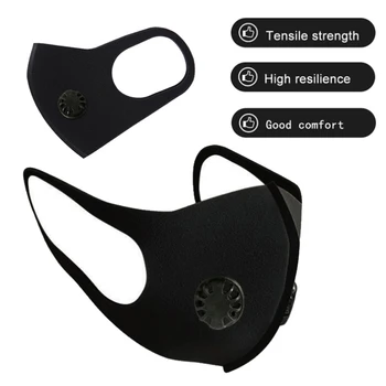 

In Store Air Purifying Filter Anti Dust PM 2.5 Respirator Face Mouth Mask With Double Valve Filter Black TSLM1