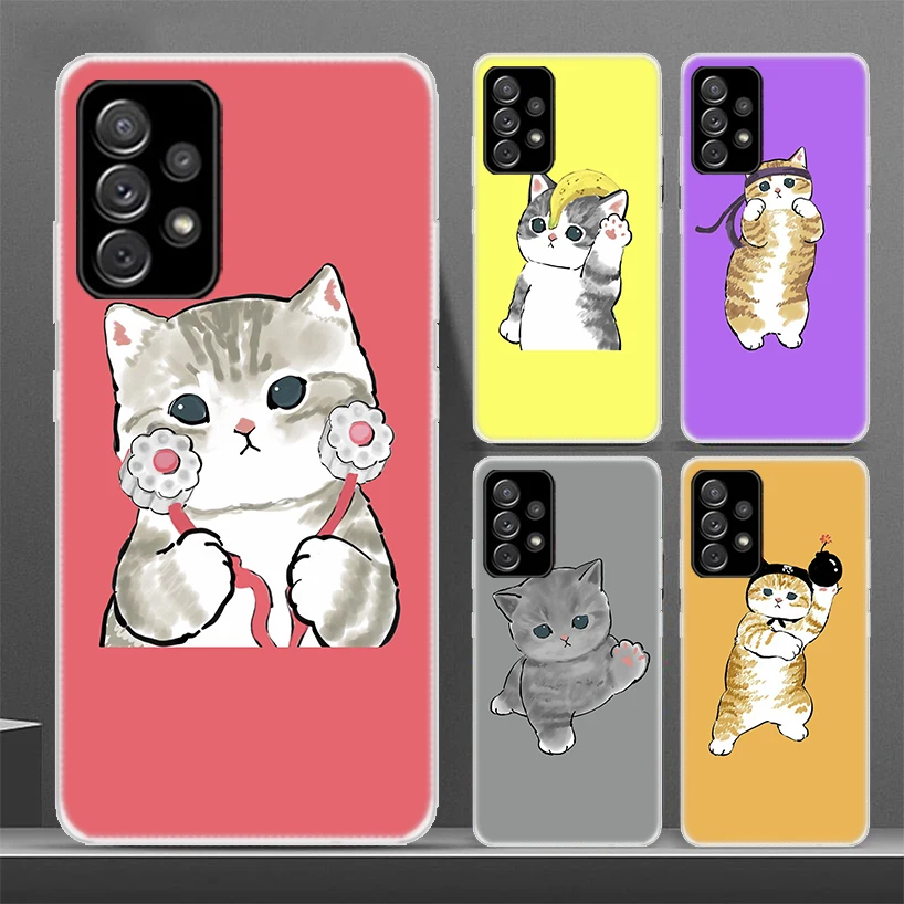 Funny Cartoon Cat Cute Animal Pattern Phone Case For Samsung Galaxy A51 A71 A70 A50 A40 A30 A21 A20E A10S A41 A01 A6 A7 A8 A9 Pl | Мобильные