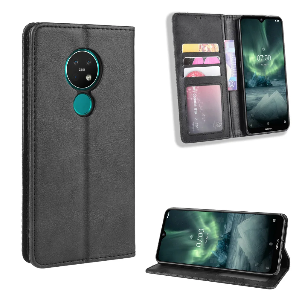 Кожаный флип чехол для Nokia 7 2 кошелек с подставкой карт Магнитный книжка Nokia7.2 TA 1196