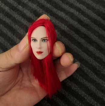 

1/6 Scale Scarlett Head Carved with Red Hair Fit 12'' pale skin Female Figure Body toy Collection