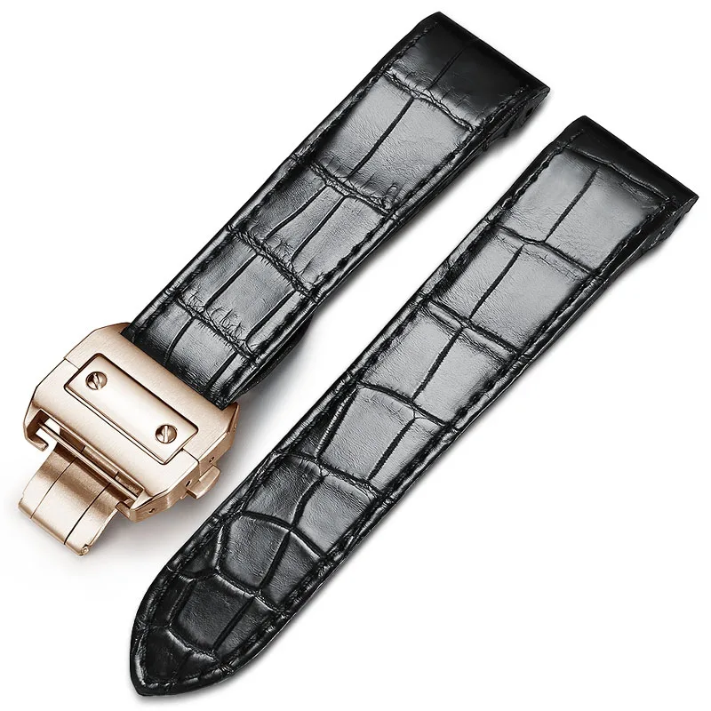 Watchband Alligator Crocodile Grain Leather Watch Band Wristwatch Strap Black Brown 20mm 23mm Men Women Watch Belt - Цвет ремешка: KDY-S-AAC01
