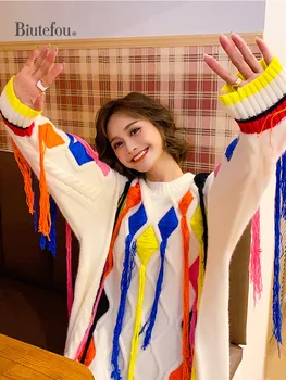 

2020 Autumn and winter thick sweater women tassel sweater