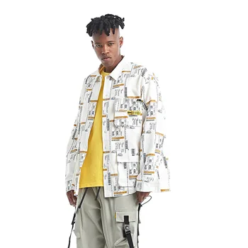 

Autumn New Original Full-length Printing Tooling Three-dimensional Pocket Causal Shirt Hip-hop Style Top Shirts