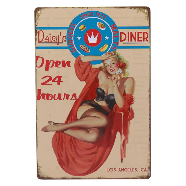 Американский Ретро плакат Pin Up Girl оловянные Знаки Декор табличка винтажная металлическая роспись стены кафе клуб бар кухня домашний декор - Цвет: 1