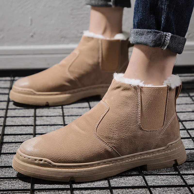 

Winter snow men's boots plus velvet warm boots high to help cotton shoes thick tooling cotton boots men's shoes non-slip wear