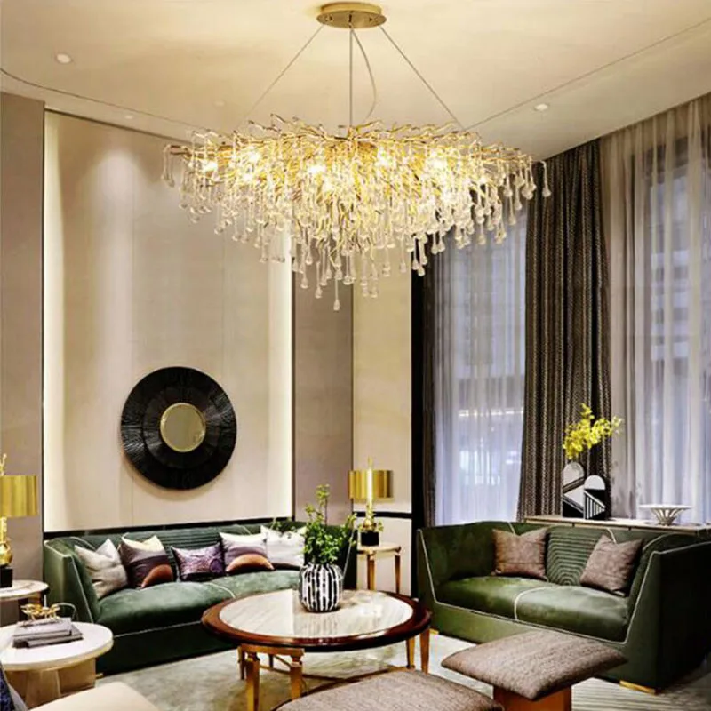 Современная роскошная прямоугольная хрустальная люстра золотистого цвета G9, новинка, подвесная люстра, Подвесная лампа для гостиничного дома