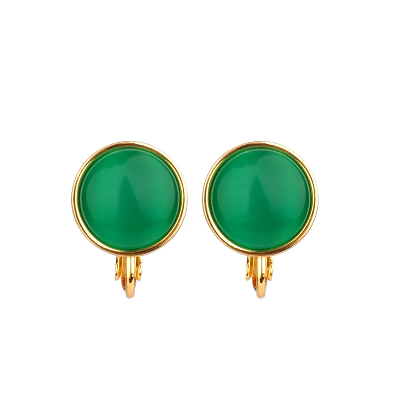 2019 New Original Design Round Green Opal Clip Earrings for Women and Girls Wedding Party Prom Graduation Year Gift | Украшения и