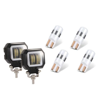 

4X Error T10 Bulb Canbus 3030 Smd Led Car Parking Light White 6000K & 2Pcs 3 Inch 6000K 40W White Fog Light