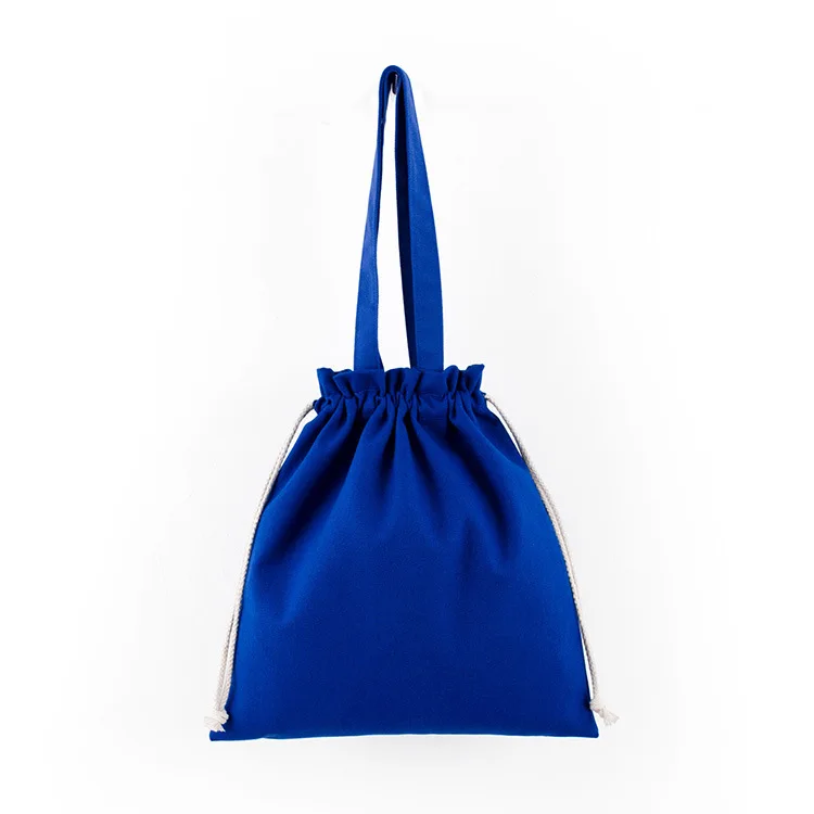 new blank portable drawstring canvas bag hot shoulder bag cotton cloth boutique tote bag large capacity shopping bag - Цвет: 15