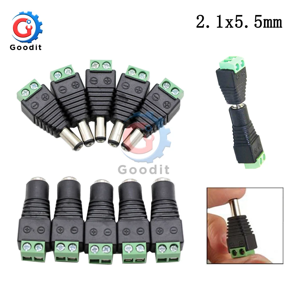 5.5x2.1MM Male & Female Polarity DC Power plug Jack Adapter Connector