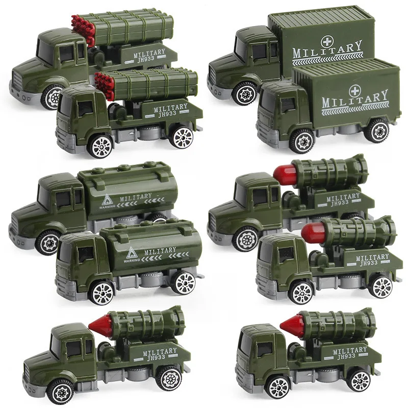 

6pcs/set Alloy Military Trucks Car Toy Mini Diecast Military Transport Vehicle Truck Model Figure Toys for Children Collections