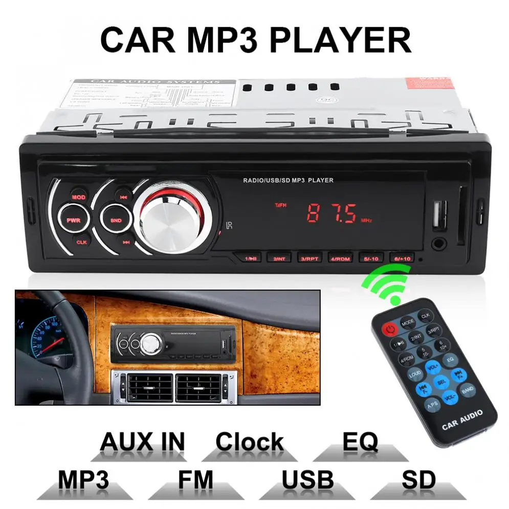 Автомобильный bluetooth MP3-плеер в тире автомобильный стерео аудио Авто музыка 1 DIN FM передатчик Aux вход приемник SD USB mp3 WMA радио плеер