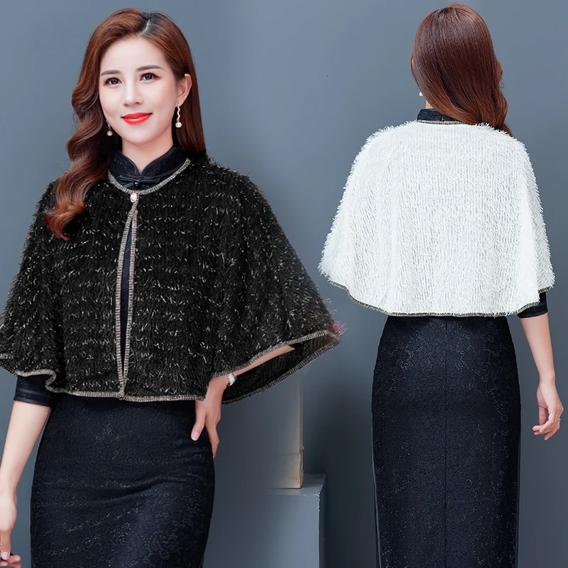 New Women Fleece Jacket Coat Elegant Women Cloak Shawl Jacket Plus Size Female Autumn Spring Outwear Party OL Lady Windbreaker