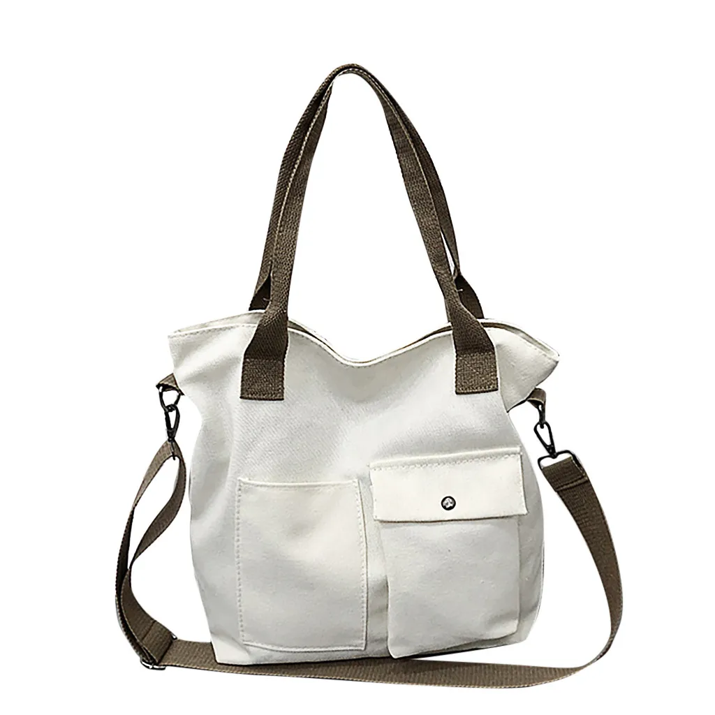 Модная женская сумка унисекс, однотонная Мягкая Повседневная сумка Totel, холщовая женская сумка-мессенджер, женская сумка на плечо,# N - Цвет: White