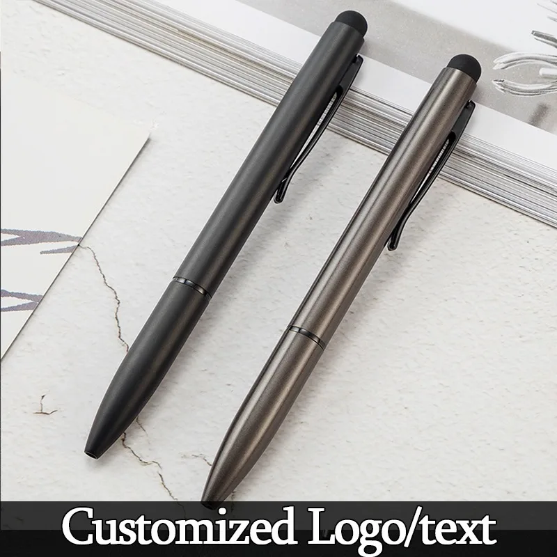 1 Pcs Luxury Advertising pen Multifunction Capacitive Touch Screen Stylus with Ball Point Pen Escolar Metal Pens Customized logo