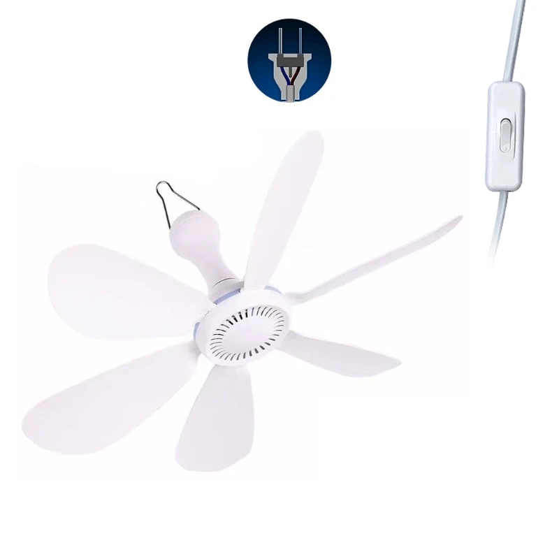 

US Plug AC 220V 20W 6 Leaves 20.4in Ceiling Fan mini Fan dormitory net fan with 1.8m Cord,Can not Support AC 110V 19QE
