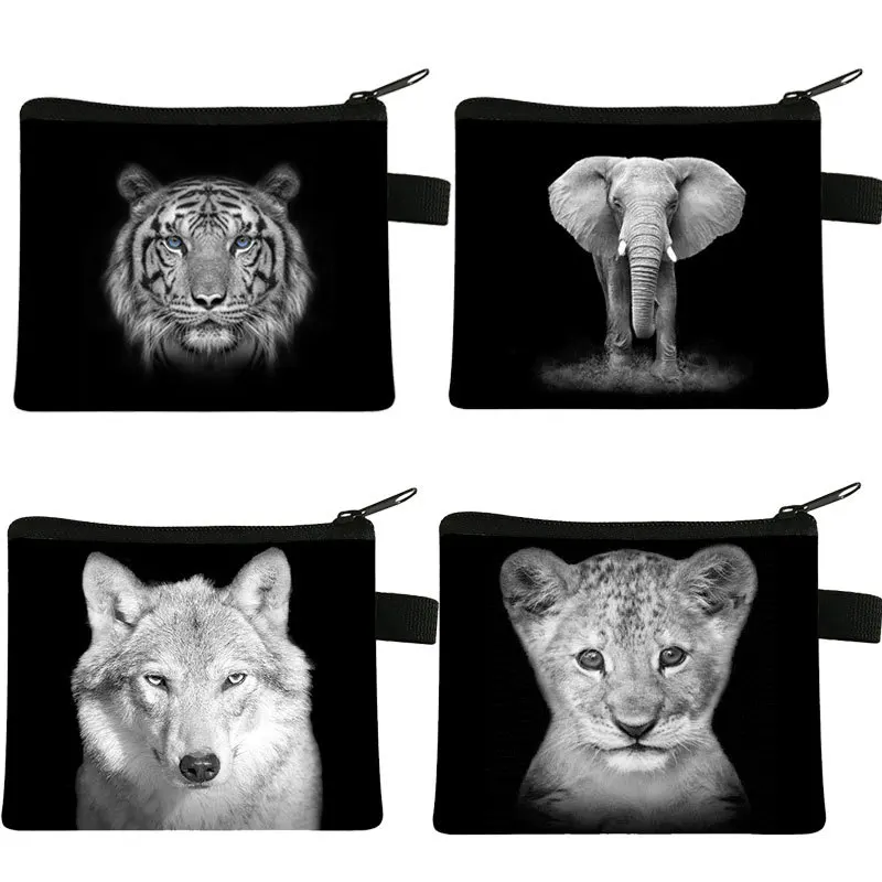 Coin Purse Black And White Animal Children's Wallet Student Portable Card Bag Coin Key Storage Bag Large Capacity Hand Coin Purse Card Wallet Coin Wallet Change Bag