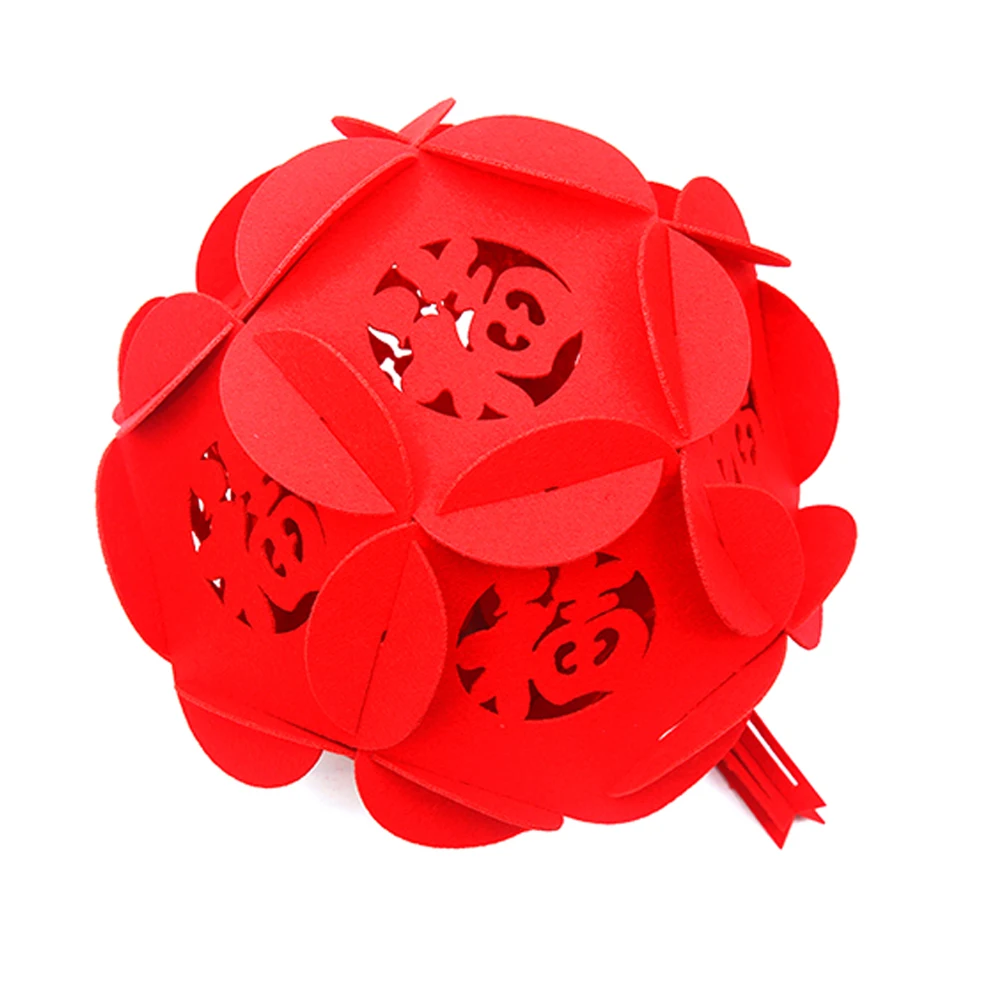 Chinese Lantern Festivous 3D China Fortune Hydrangea Traditional New Year Pendant Home Decoration Red