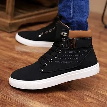 

S3956~S3968 Mens Casual Shoes Lace-up High Top Men Shoes Fashion Sneakers Non-slip Canvas Male Shoes Dn