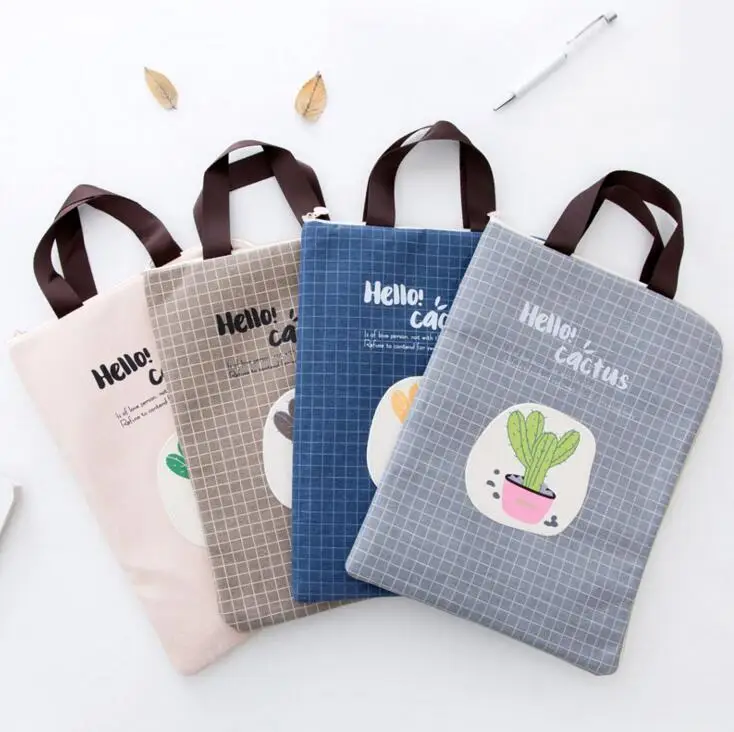 

Cactus Papers Student Supply Pencil Case for Children Kids Student Supply Storage A4 Canvas File Bag Folder