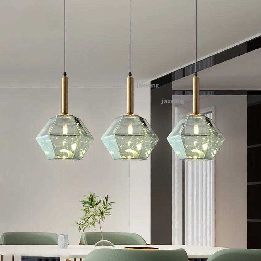 Nordic LED Glass Pendant Lamp Lights Modern Restaurant Dinning Room Hanging Lamp Bedroom Crystal Chandeliers Light Fixtures
