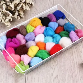 

ULTNICE 36 Colors Wool Roving Fibre Wool Yarn Roving For Needle Felting Hand Spinning DIY