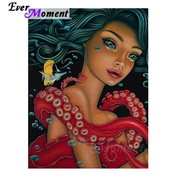 

Ever Moment Diamond Painting Kit Octopus Girl DIY Diamond Embroidery Hobby Craft Full Square Resin Drills Mosaic Art Decor 4Y668