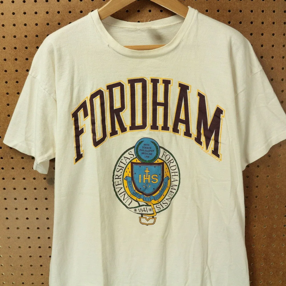 Vtg 80s 90s США сделано Fordham университета Топы Футболка XL Нью-Йорк колледж драп