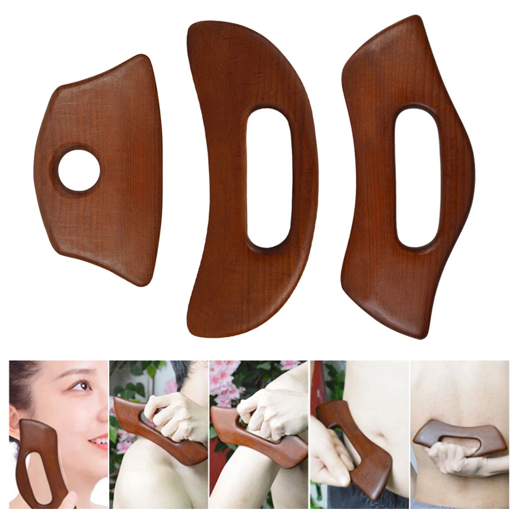 CarbonizedWoodenMassageScrapingToolGuaShaStickforNeckShoulder