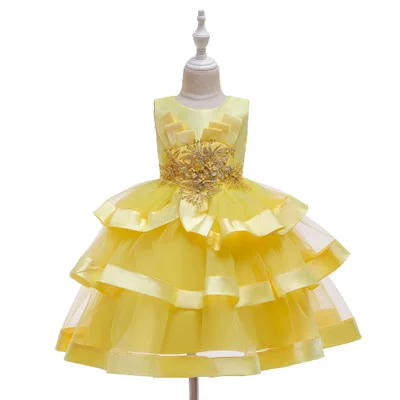 Рождественские детские платья для девочек; платье принцессы; Элегантное свадебное платье с цветочным узором для девочек; детское вечернее платье; vestido infantil - Цвет: As shown