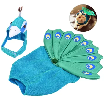 

Pet Clothes Halloween Costume Peacock Style Jacket Comfortable Pet Coat Adorable Pet Costume with Head Shape Hats Pet Products